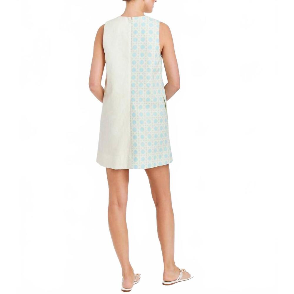 NEW MESTIZA NEW YORK scallop mini dress in blue and ivory - Picture 4 of 4